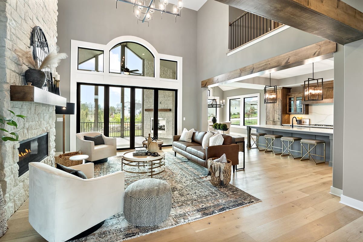 Custom Dusty Rhodes Homes Living Room and Kitchen in Kansas City 
